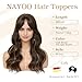 NAYOO Wavy Brown Hair Toppers for Women - 20inch Synthetic Clip In Hair Topper with Volume (Dark Brown Mix Light Brown)