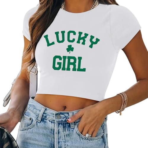 Lucky Girl Shirt Women Crop Tops St Patrick's Day T-Shirt Y2K Streetwear Girls Fashion Shirt2