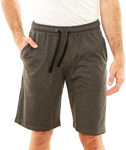 Republic Blue Men's Casual Cotton Elastic Active Jogger Gym Shorts with Pockets (Charcoal, X-Large)