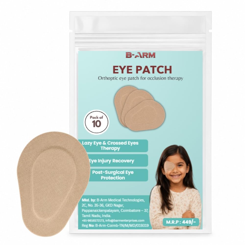 B-Arm Eye Patch for Adults (Pack of 10) | Latex-free Occlusion Patch for Lazy Eye (Amblyopia) & Strabismus |Vision Therapy & Post-Surgery Eye Protection |Pain-Free Removal |Soft, Breathable & Hygienic-image-49