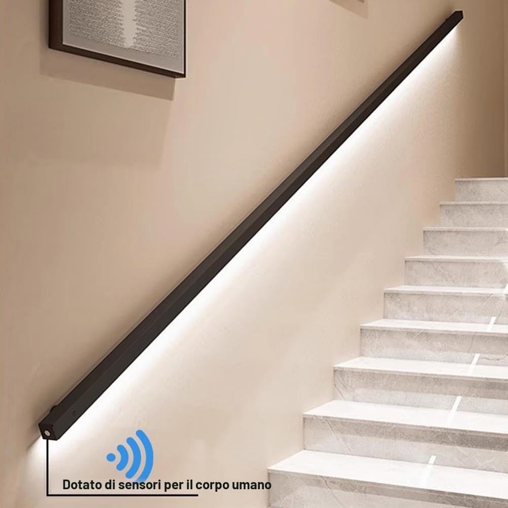 Luz LED con sensor de movimiento de 8 pies, luz nocturna montada en la pared para escaleras, dormitorios, pasillos y decoración, solución de iluminación segura y elegante para el hogar