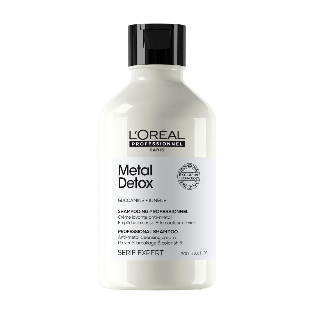 L’Oréal Professionnel Metal Detox Clarifying Shampoo, Prevent Breakage & Colour Fade from hard water, For Damaged Hair, Sulphate-Free & Vegan