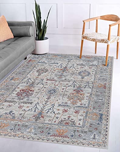 Adiva Rugs Machine Washable Area Rug With Non Slip Backing For Living Room, Bedroom, Bathroom, Kitchen, Printed Persian Vintage Home Decor, Floor Decoration Carpet Mat (Multi, 3' X 5') #TOP11
