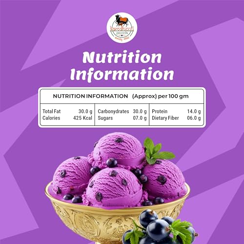 Image of Kamdhenu Gauveda Black Currant Ice Cream Mix Powder 150g - Instant Homemade Blackcurrant Ice Cream Premix | No Machine Needed | Eggless & 100% Vegetarian | Makes 500ml+ Soft Serve & Frozen Dessert