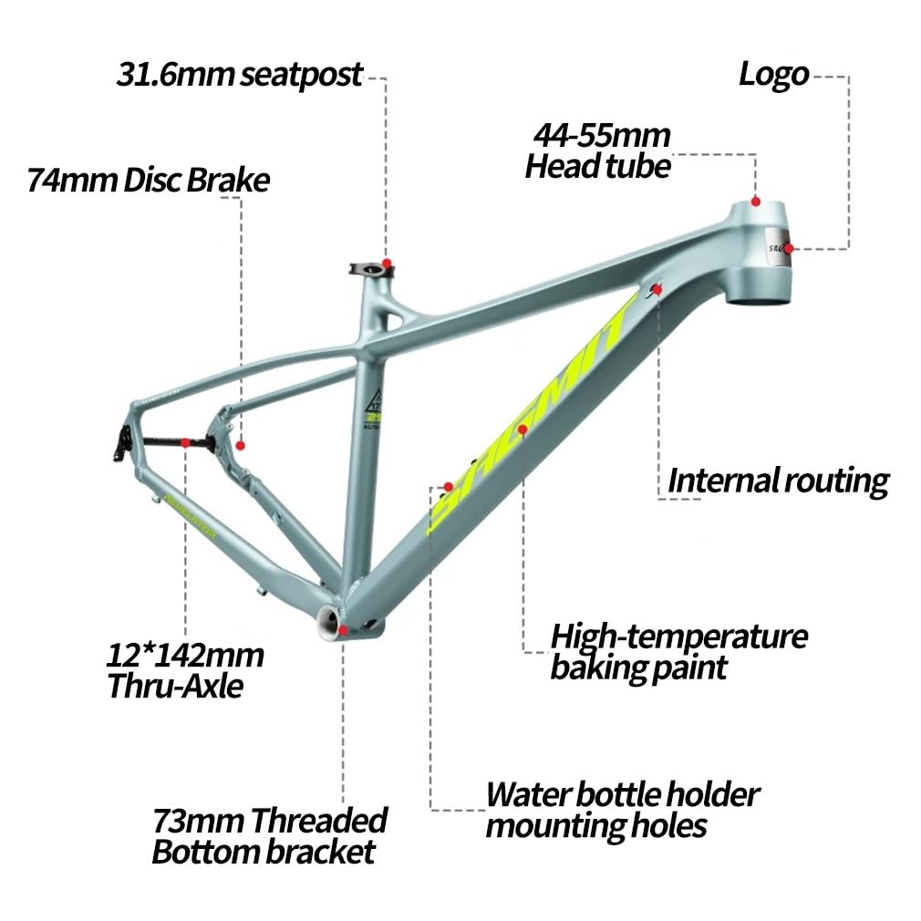 Rower górski XC 26", 27,5" i 29", opony Max. 2,5", opony 15,5/17/18", rama ze stopu aluminium, sztywna oś przelotowa 12x142 mm, hamulce tarczowe 74 mm (szary, 18").