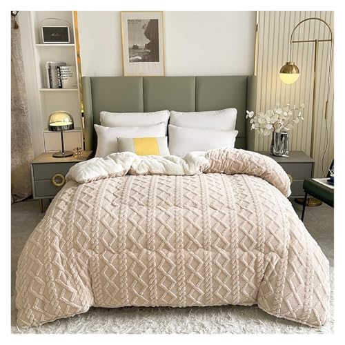 MCNDSI Épaissir Cachemire Courtepointe Couette Epaisse Hiver Couverture Tres Chaude Hiver Couette 2 Personne Laine Luxueuse Doux et Confortable(#2,150x200cm(3kg))
