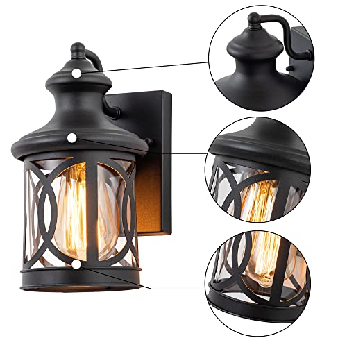 Laplusbelle 2-Pack Outdoor Wall Lights, Porch Lights, Waterproof Outdoor Wall Sconce, Exterior Light Fixture Matte Black With Clear Glass Shade For Garage Patio Front Door Balcony #TOP3