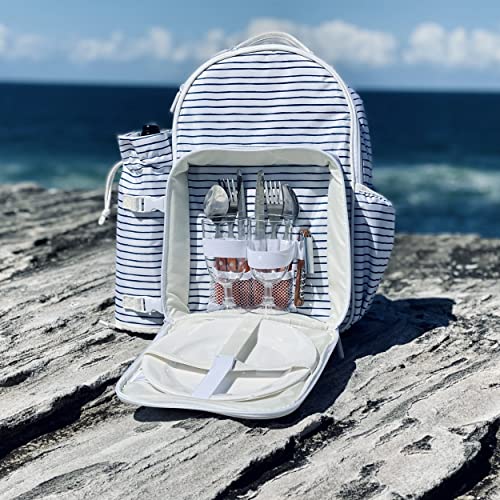 Sunnylife Unisex_Adult Mochila Nevera Rayas Azules Backpack Cool Stripe, White/Blue, Medida: 27x21x40 cm