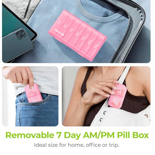Image of AUVON Weekly Pill Organizer 2 Times a Day, One-Sided Opening, Easy to Use
