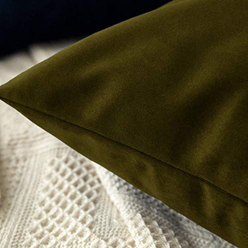 Image of Khooti Velvet 200 TC Cushion Cover Pack Of 1-10 inchX10 inch /25X25 Cm-Mehandi-Soft Pillow Covers Cushion Case For Sofa Bedroom Living room Chair Car