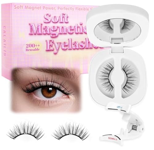 CALAILIS Magnetic Eyelashes with Applicator Upgrade Soft Magnetic Lashes Natural Look Reusable No Glue or Eyeliner Needed Easy to Wear and Remove (RC02)