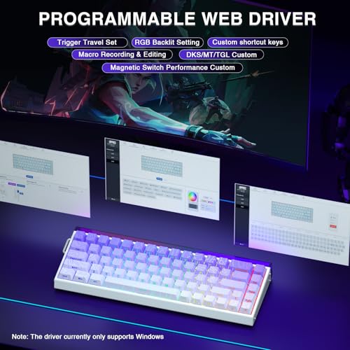 Image of AULA HERO 68 HE 60% Gaming Keyboard Wired, Hall Effect Magnetic Switch Keyboard with Adjustable Actuation, Rapid Trigger Mode, 8K Hz Polling Rate, 0.125ms Latency,Side Printed PBT Keycaps, RGB Backlit