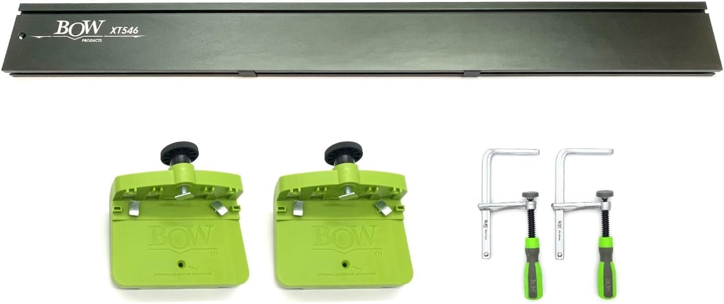 BOW Products 46" XT XTENDER Fence System - T-Track Table Fence with XT Feed Supports and XT T-Track Clamps - Fits Portable Table Saws, Router Tables, Contractor Saws, and Band Saws