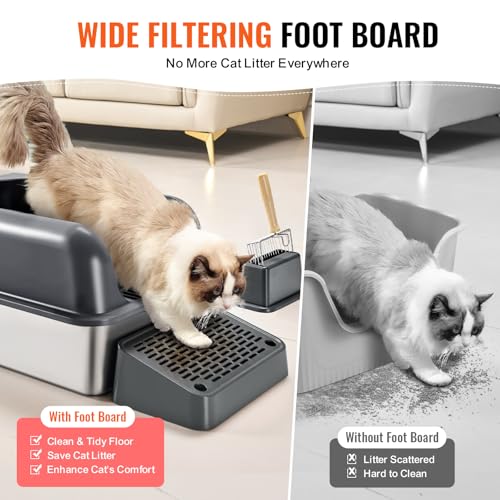 Arenero para gato de acero inoxidable XL con tapa y pala miniatura 4