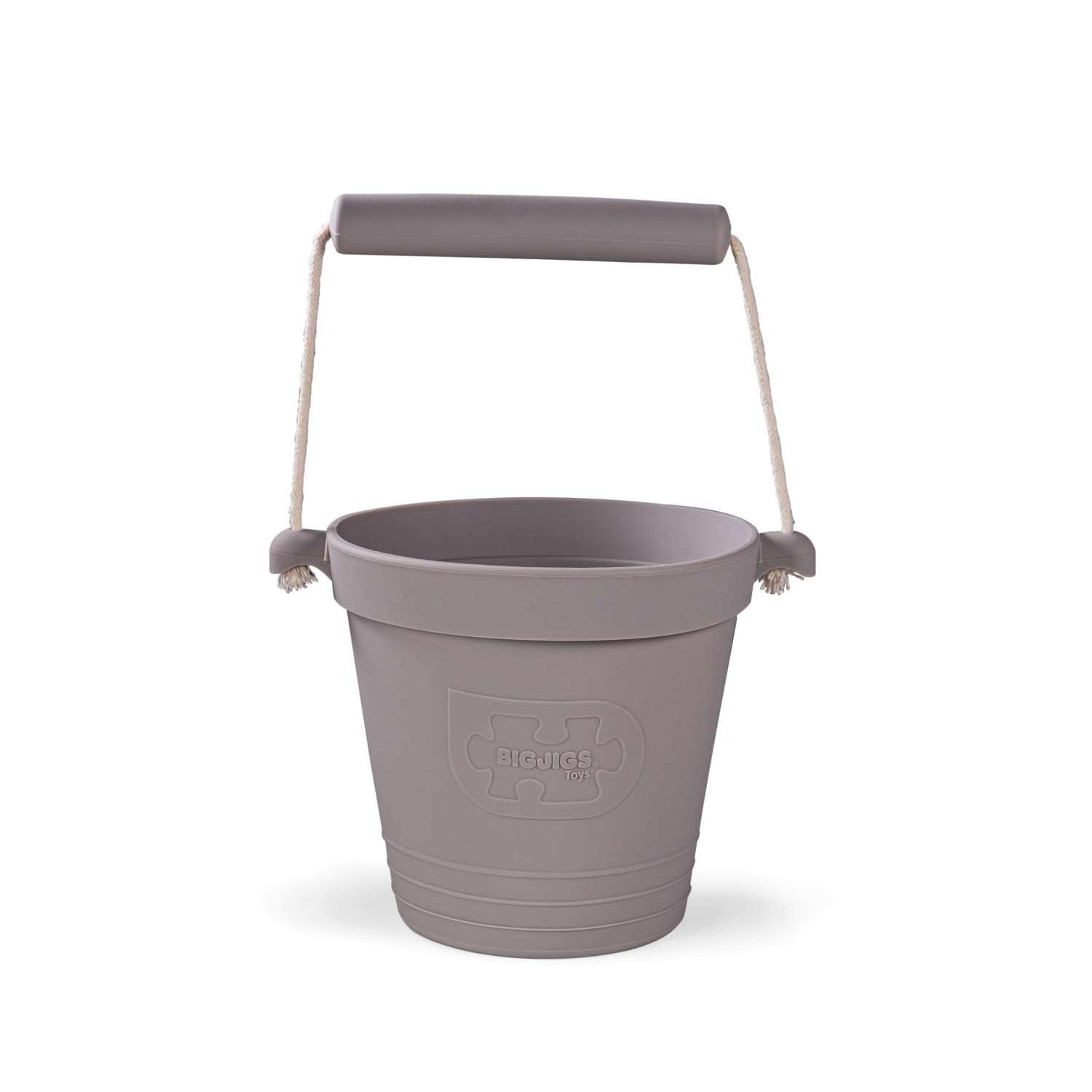 Bigjigs Toys Collapsible Bucket - Sandpit Toy - Toddler Holiday Toy - Grey