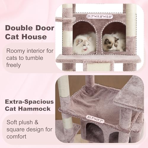 Image of Heybly Tall Cat Tree for Large Cat, 80-inch Multi-Level Cat Tower HCT038MU