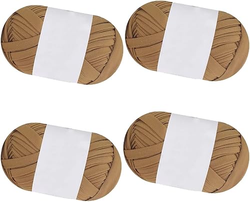 Paquete de 4 hilos de tela elástica para camisetas de tela de color sólido, hilo de espagueti, bolsa de bricolaje, canasta, alfombra, proyectos de