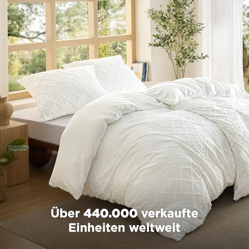 BEDSURE Weiß Boho Bettwäsche 4tlg - 135x200 cm – Ansicht 2
