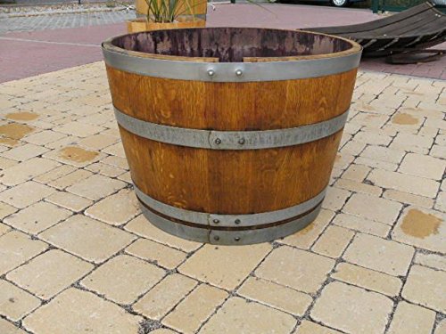 JUNIT 100L Miniteich + Solar Teichpumpe aus gebrauchter Eichenfasshälf D.70 H.40