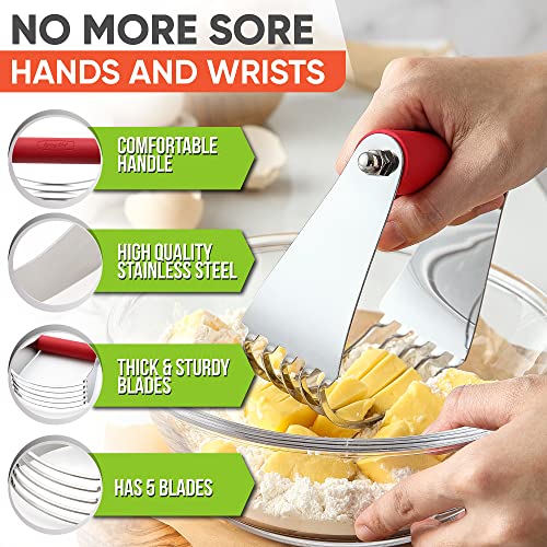 Image of Spring Chef Large Dough Blender For Baking - Durable Pastry Blender - Red