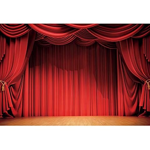 Haoyiyi 10x8ft Nutcracker Stage Backdrop Red Drapes Curtains Panels Sway Window Music Theater Photography Background Adults Wedding Hall Birthday Party Event Stage Show Photo Decoration Banner Cover