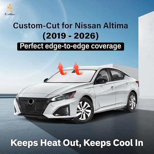 Image of EcoNour Windshield Sunshade Compatible for Nissan Altima 2019-2024 2025 2026, Sun Visor for Front Windshield & Window Sun Shade Cover, UV Heat Blocker & Protector, Car Accessories