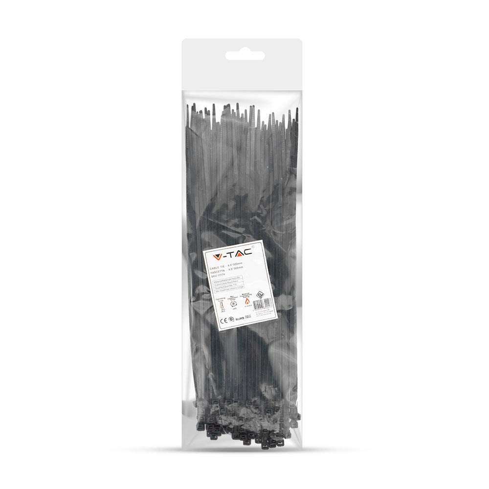 100 pezzi fascette stringicavo 300 mm x 4,8 mm per rete ombreggiante recinzione in nero