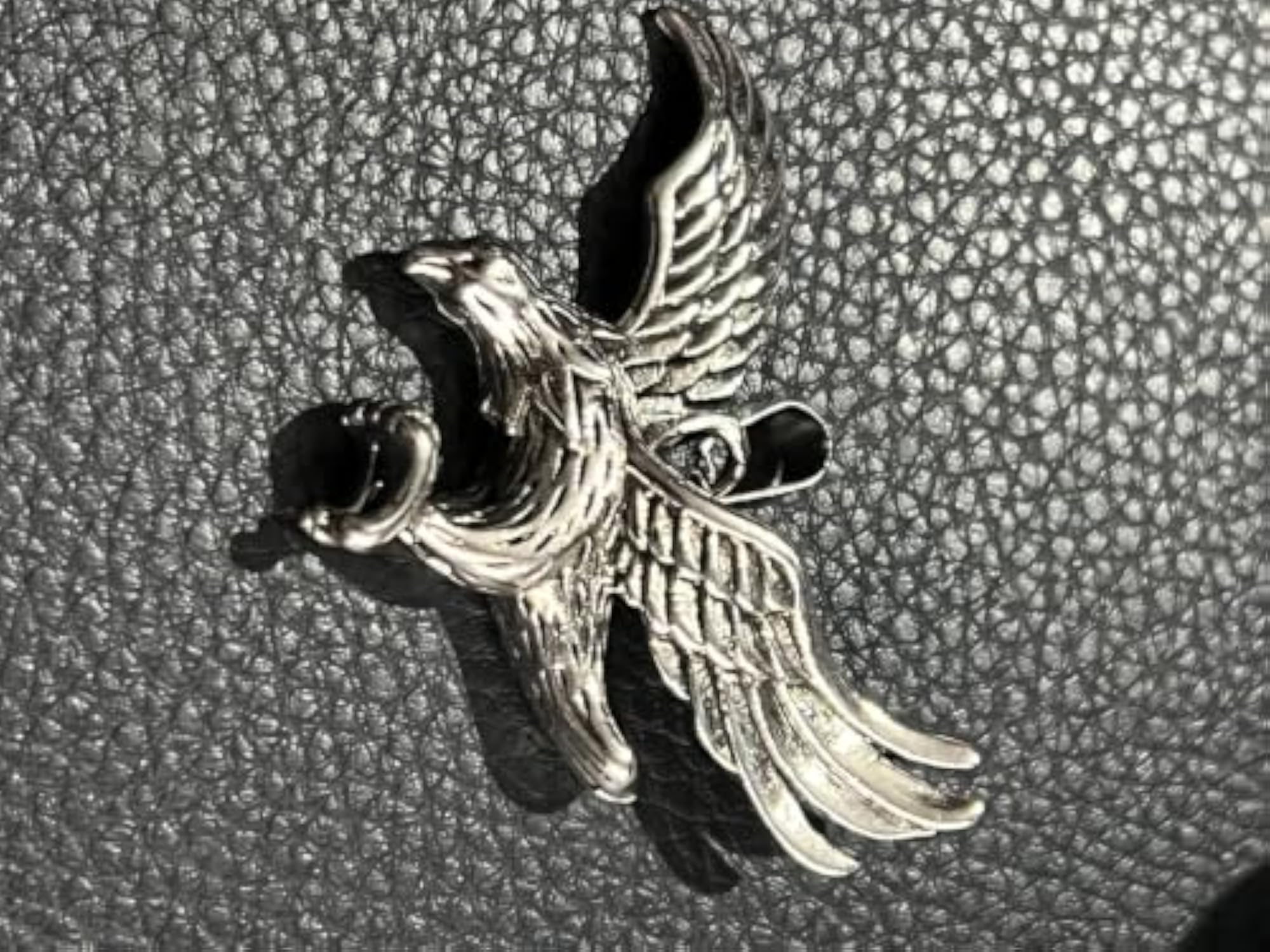 Stainless Steel Soaring Eagle Pendant Necklace, Silver Plated Charm