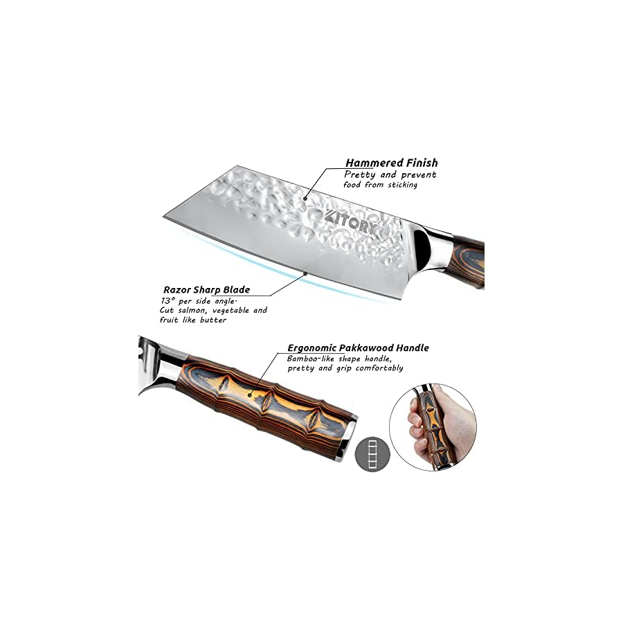 Kitory-Kiritsuke-Chef-Knife-55-Small-Japanese-Kitchen-Knives-HC-German-Stainless-Steel-Hammered-Finish-Blade-Pakkawood-Handle-Cooking-Cutlery-for-HomeRestaurant Kitory Kiritsuke Chef Knife 5.5", Small Japanese Kitchen Knives, HC German Stainless Steel, Hammered Finish Blade, Pakkawood Handle Cooking Cutlery 2024 Gifts for Home&Restaurant