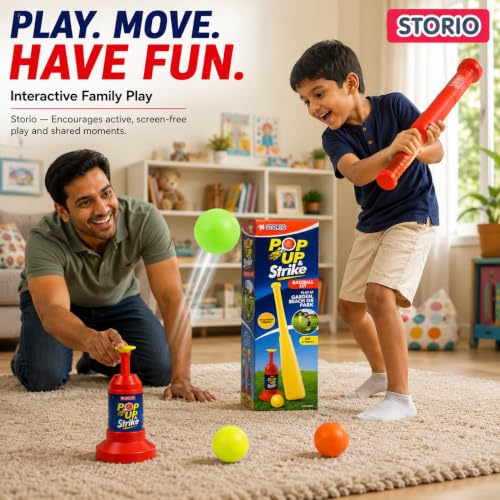 Image of Storio Baseball Shooter Bat, Pitcher Ball Power Shot Launcher Game for Kids
