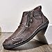 Men's Casual Leather Handmade Ankle Chukka Boots Side Zipper High Top Fashion Sneakers Lightweight Walking Driving Mid-top Dress Shoes (Brown,8.5)