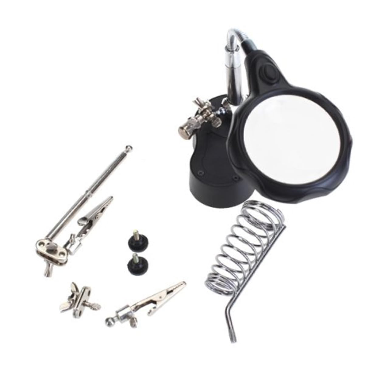 VALICLUD LED Magnifying Lens with Alligator Clips Stand Magnifier Light for Soldering and Hobby Work Durable Hard Construction
