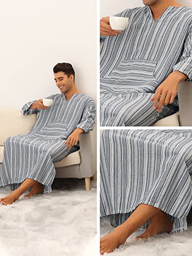 Lars Amadeus Striped Nightshirts for Men's Loose Fit Lightweight Pajamas Long Sleep Gown3