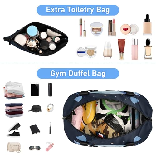 Butterfly Moon Blue Travel Duffel Bag for Women Men Gym Bag with Shoe Compartment Wet Pocket Carry On Weekender Overnight Bags for Travel Weekend Getaway4