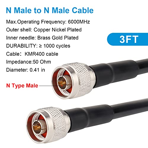 Xrds -Rf N Male To N Male Cable 3Ft, Low Loss Kmr400 Coax Extension Cable For 3G/4G/5G/Lte/Gps/Wifi/Rf/Ham/Radio To Antenna Or Phone Signal Booster Use #TOP1