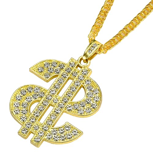 Hip Hop Gold Chain Long Gold Plated Necklace Accessories Mens Dollar Sign Necklaces Money Necklace Fake Gold Chain