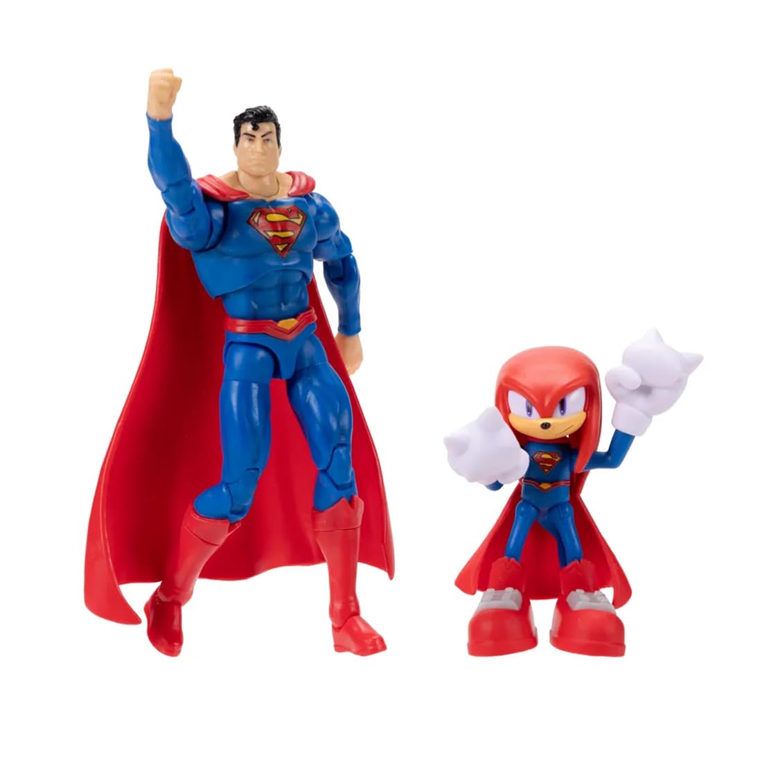 DC x Sonic Knuckles as Superman Action Figure Multipack, Officially by Jakks Pacific, Includes 2.5" Knuckles as Superman & 5" Classic Figures, Sonic x DC Collectible