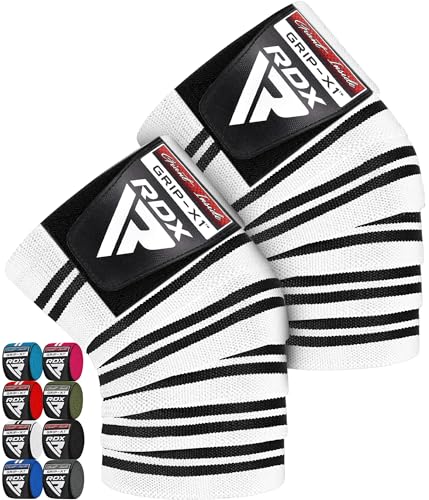 RDX Ginocchio Fascia Powerlifting Ginocchia Supporto, Approvato da IPL USPA, 200CM Lungo Pesistica Fasce Elastica Bendaggio, Knee Wraps Palestra Allenamento Squat Bodybuilding Ginnastica, Uomo Donna