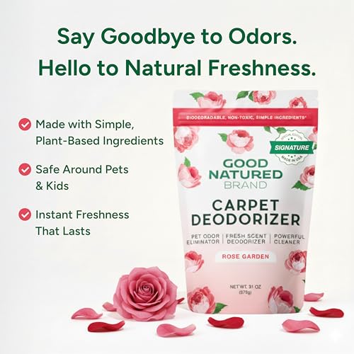 Image of Good Natured Brand | Carpet Freshener & Deodorizer Powder | 31 oz Pet Odor Eliminator for Strong Odor & Pet Urine | Fresh Natural Rose Garden Scent | Safe for Homes with Pets