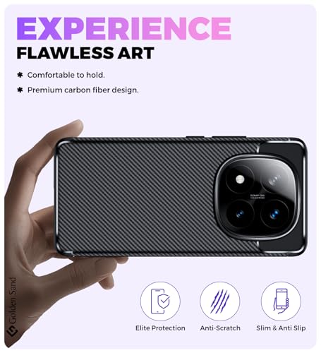 Image of Golden Sand Shock Proof Slim Armor Aramid Carbon Fibre Rugged Back Cover Case for Poco X7 5G, Redmi Note 14 Pro Plus 5G, Redmi Note 14 Pro 5G (TPU | Mirage Black)
