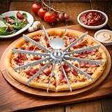 8-12 Slice Stainless Steel Pie Cutter Press, Circle Pie Cutter With Side Handles, Non-Stick Pie Cutting Divider, Creates Beautifully Uniform Slices Kitchen Cook Supplies For Cheesecake Pizza(12 cuts)