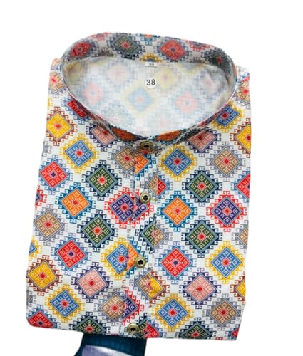 Image of FOXDX Men's Cotton Blend Printed Long Kurta Suitable for All Indian Wedding, Occasions, and Festivals