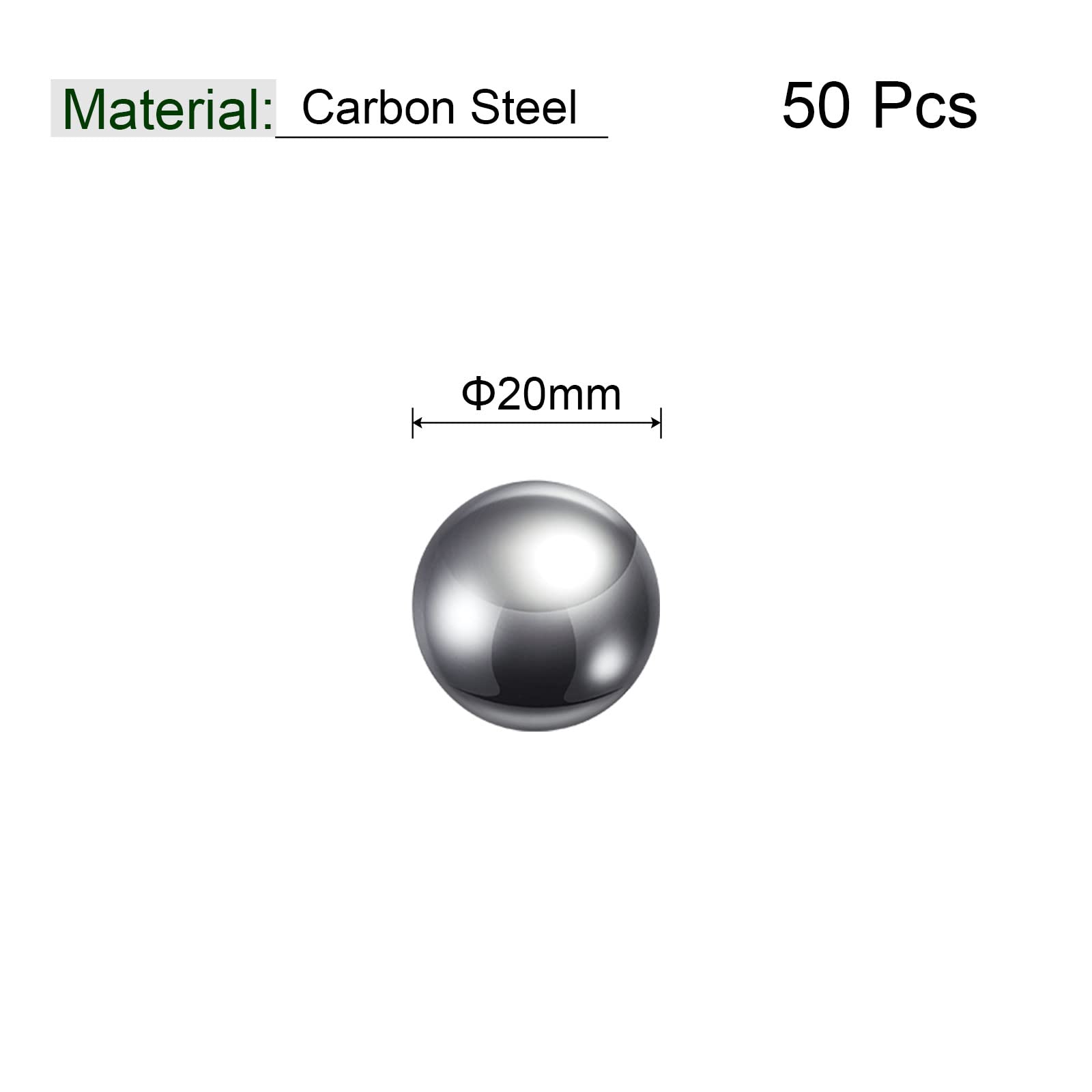 sourcing map 50uds 20mm Carbono Acero Rodamiento Bolas Precisión Pulido