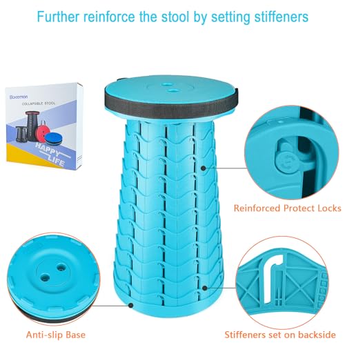 Image of Boreeman Upgraded Folding Stool Lightweight Yet More Sturdy with Load Capacity 400lbs Portable Collapsible Stool for Camping Fishing Hiking BBQ (Light Blue)