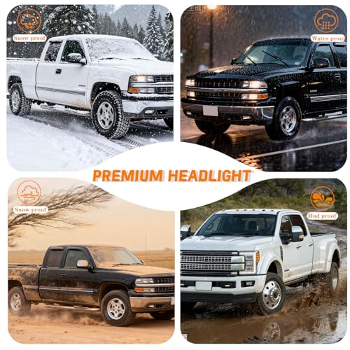 Image of LED Projector Headlight Assembly Fit 1997-2003 Ford F150 / 2004 Ford F150 Heritage /97-99 Ford F250 Light Duty /97-02 Ford Expedition Pair ofc Chrome Housing Amber Reflector