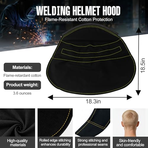 Image of Welding Helmet Cover, Flame Retardant Neck Shield with Press Fit Seal, Anti-Glare Heat Resistant Protective Sleeve Compatible with Most Standard Welding Helmets