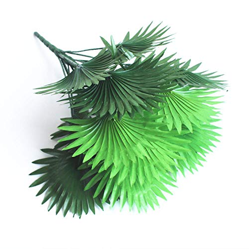SUXIAO 50cm 18 Hojas de Abanico de Coco Artificial Palmera Planta Árbol Boda Hogar Iglesia Floristería Decoración de Muebles sin florero Follaje Falso Verde, A