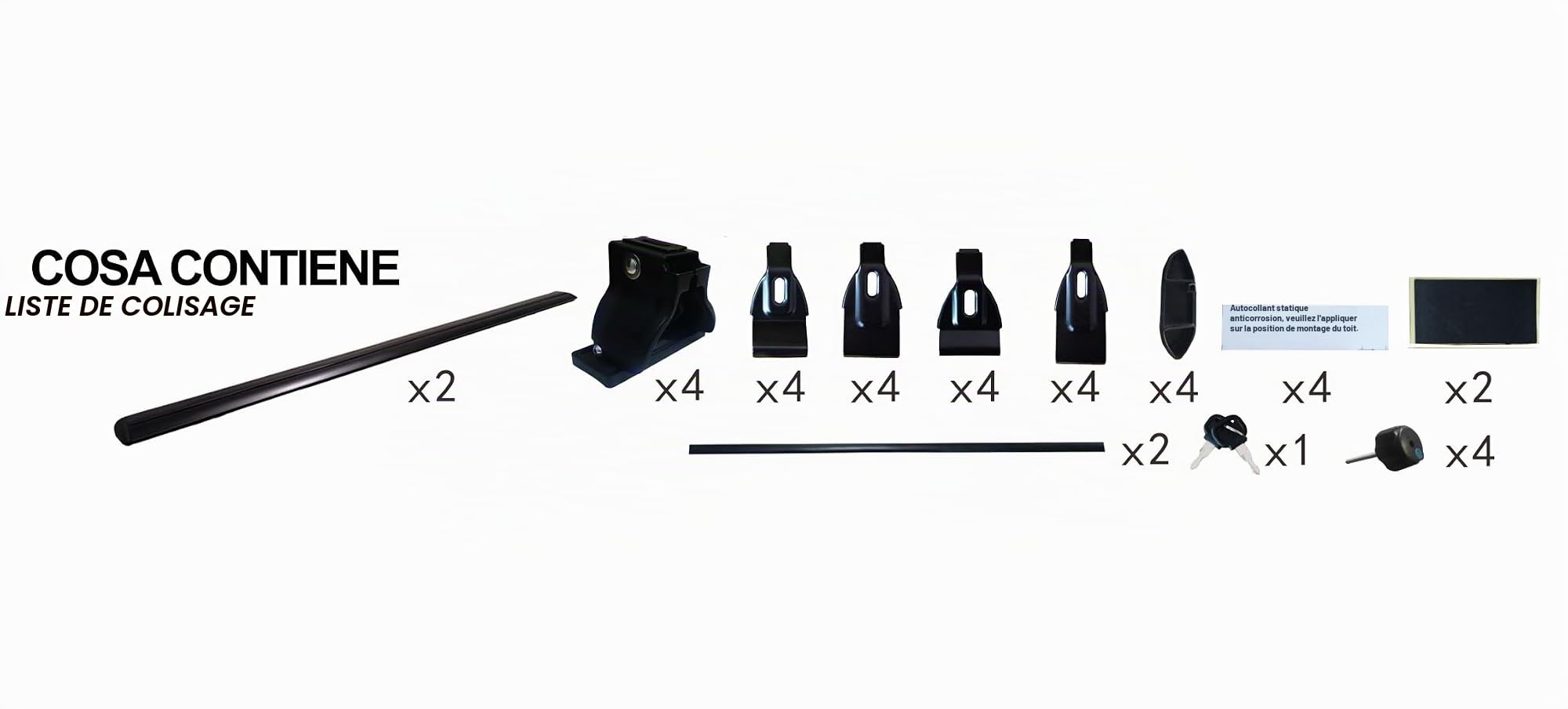 Rebeca Shop® Barres de Toit Porte-Bagages Universelles avec Verrouillage Antivol Noir Adaptées pour Voitures avec Toit Lisse sans Barres Longitudinales ou Rails 130-140cm (Barres 130cm (LS22)