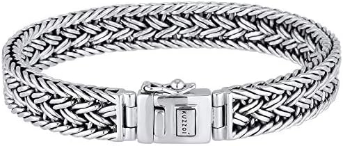 kuzzoi 925 Sterling Silver Byzantine Bracelet for Men, Length 6,69 inch, Width 0,39 inch, 1.41 oz