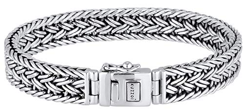 Kuzzoi 925 Sterling Silver Byzantine Bracelet For Men, Length 6,69 Inch, Width 0,39 Inch, 1.41 Oz #TOP3